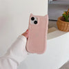 Pink silicone cat-ear phone case from Trendora on iPhone 13 Pro