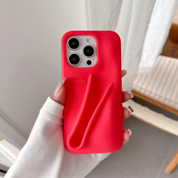 Pink Rhode Lip Case back view with logo and grip