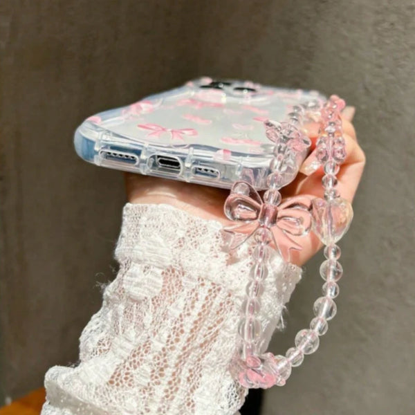 Coque transparente motif cerises et nœud
