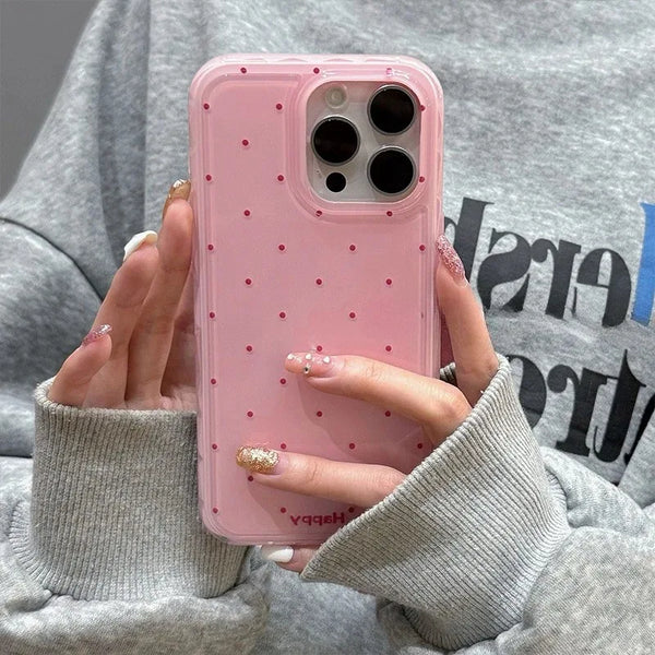 Pink Polka Dot Wave silicone case showing dot pattern and grip