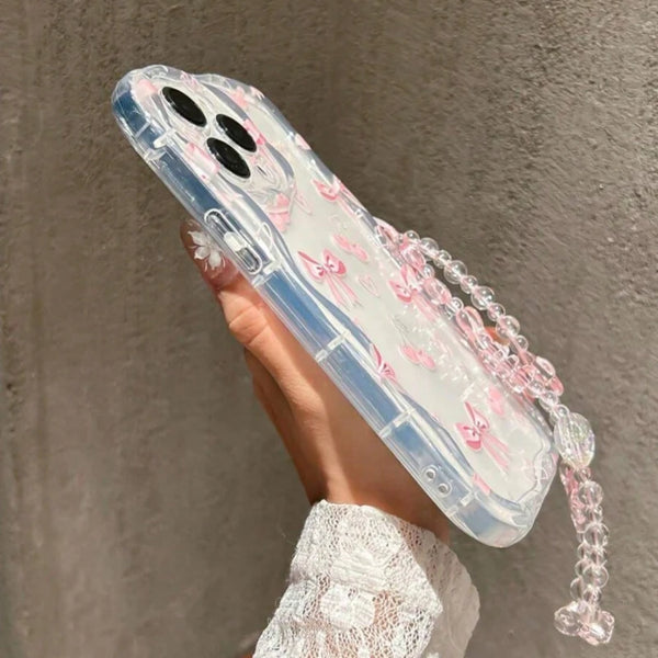 Coque transparente motif cerises et nœud
