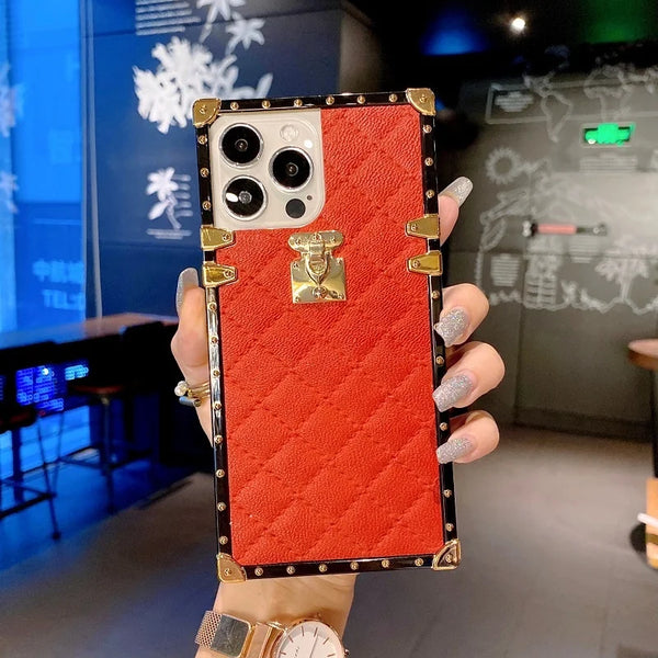 Lambskin Plaid Leather Case