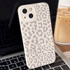 Leopard print iPhone case in matte finish on white surface