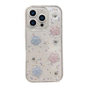 Transparent case with pink and blue star gems.