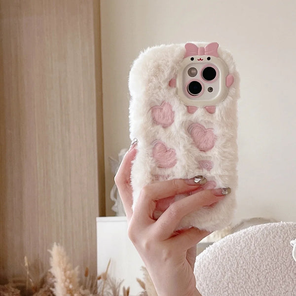 Soft Heart Fur Phone Case