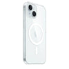 Transparent MagSafe case from side view highlighting slim profile.