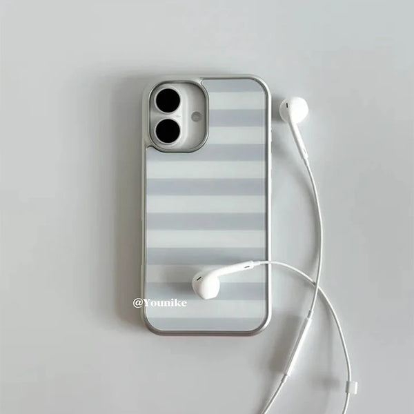 Close-up of case edge with subtle stripe pattern.