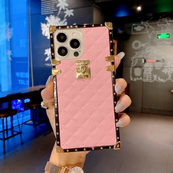 Lambskin Plaid Leather Case