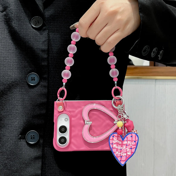 Rose Red Beaded Fold Case