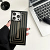 Black striped Minimal Black Frame Case on iPhone 15 Pro Max close-up