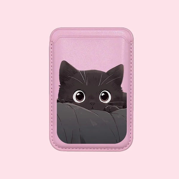Black Cat MagSafe Card Holder