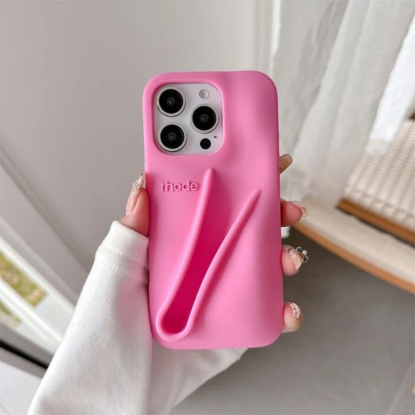 Pink Rhode Lip Case with raised camera guard and texture grip