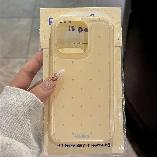 Polka Dot Wave silicone case in yellow with dotted texture on back