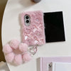 Detachable pastel pink pom-pom chain accessory
