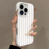 Wavy stripe TPU case with pastel white stripes, iPhone 14 Pro fit.