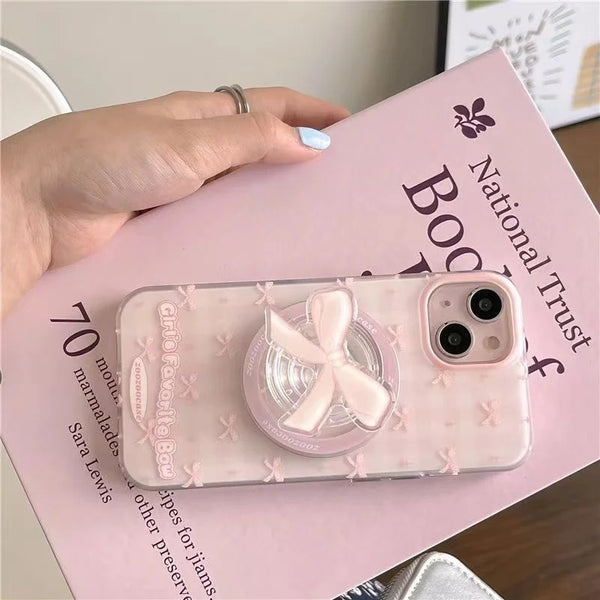 Pink Bow Magnetic Holder Case
