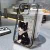 Cat illustration on clear silicone phone case