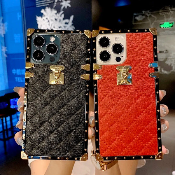 Lambskin Plaid Leather Case