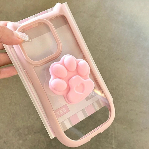 Blue cat-ear grip case with soft TPU frame
