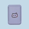 Purple colored Cartoon Cat MagSafe Wallet Holder close-up texture