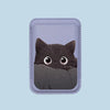 Black Cat MagSafe Card Holder on purple background with cat illustration