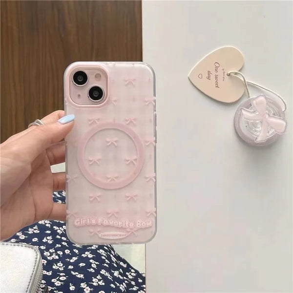 Pink Bow Magnetic Holder Case