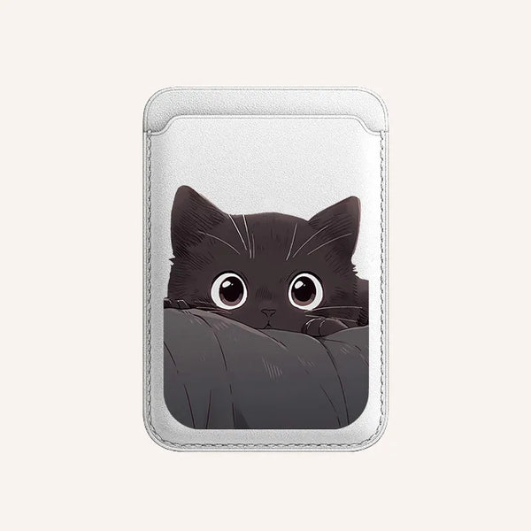 Cat-themed MagSafe card holder in silver color variant