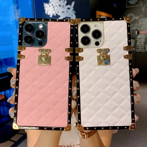 Lambskin Plaid Leather Case