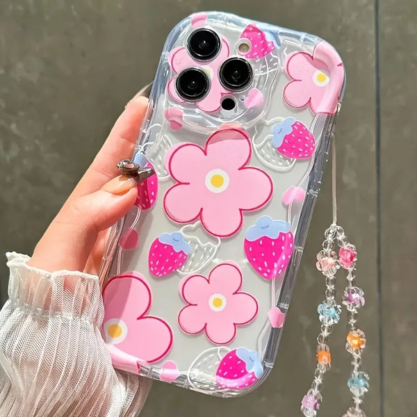 Strawberry Pattern Lanyard Case